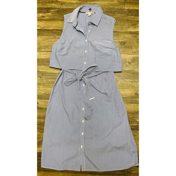 Brooks Brothers Blue Stripe Shirt Dress Tie Waist Sz 6 Preppy Quiet Luxury - Picture 2 of 8